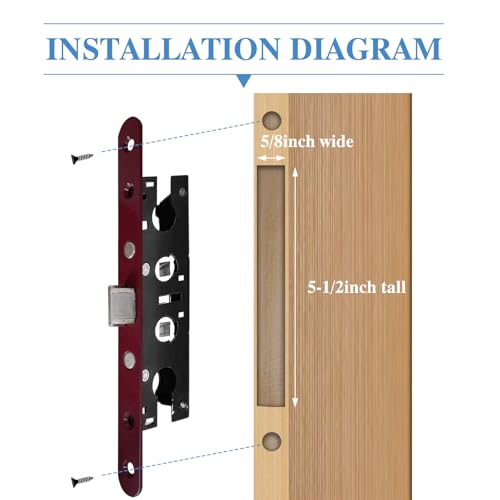 GIFSIN 2 Point Bolt Mortise Lock Set Storm Door Fits Pella Handleset, Storm Door Lock Replacement Parts, Red Face Plate by gifsin - Used condition - Image 3
