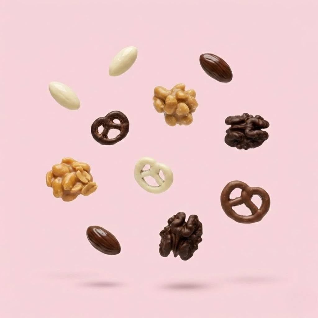 NULTHY - Caja Gourmet La Golosa | Selección Premium de Frutos Secos, Almendras, Nueces y Pretzels Cubiertos de Chocolate - Caja Regalo
