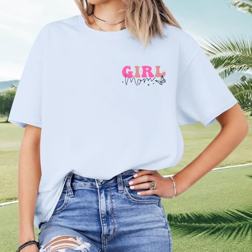 Image of Mama Shirts for Women in My Girl Mom Era Shirt Funny Letter Printed Graphic Tees Casual Tops