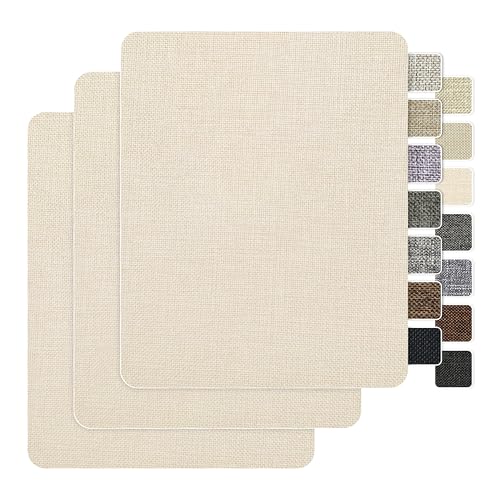 BESEZX Linen Fabric Repair Patch3 PCS 9 * 11 Inch Self-Adhesive Couch Fabric Patch for Furniture Sofa Chair Upholstery. (Coarse Light Beige1.0)