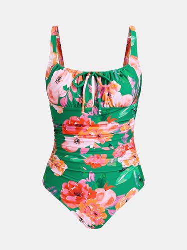 Image of CUPSHE Women's One Piece Swimsuit Bathing Suit Square Neck Back Cut Out Drawstring Self Tie Back Hook