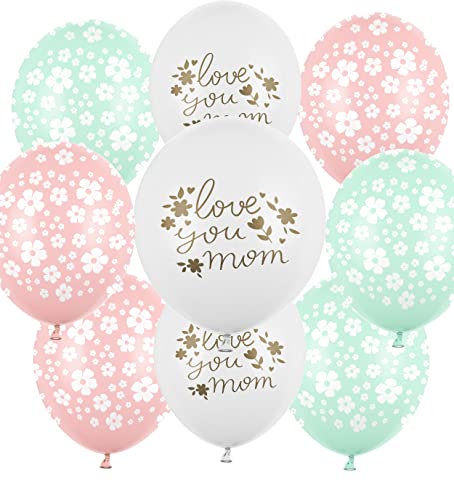 10er Luftballon Love You Mom Pastell Ballons Liebe Mutter Ballon Muttertag Geschenk für Mama zum Geburtstag Muttertag Ballon Pastellfarben