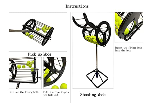 Chaofan 2 In 1 Tennis Balls Pickup Automatic Balls Receiver With Handle For Storage Adjustable Height Hold Up 55 Tennis Balls #TOP5