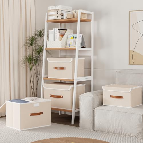 Yawinhe 3 Stück Aufbewahrungsboxen mit Deckel,38x25x25cm,Beige – Ansicht 3