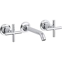 KOHLER Purist - Grifo De Fregadero De Baño De Montaje En Pared Con Boquilla De 6-1/4 Pulgadas Y Manijas De Palanca, Requiere Válvula
