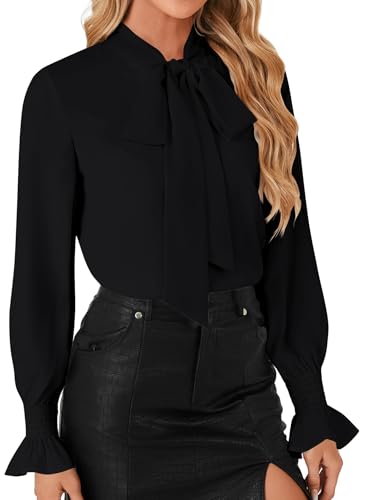 Image of LYANER Women's Bow Tie Neck Business Work Blouse