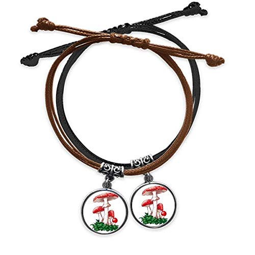 Bracelet cuir double champignon rouge vénéneux illustré DIYthinker