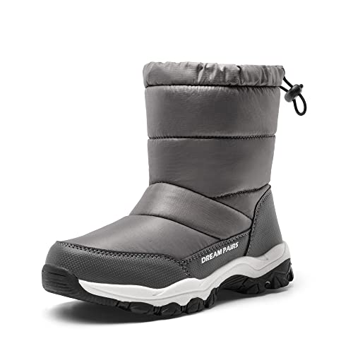 DREAM PAIRS Boys Girls Snow Boots Lightweight Slip Resistant Mid Calf Winter Shoes for Little/Big Kid 2 Little Kid Dark Gray