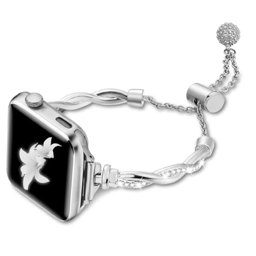 Bracelet Apple Watch femme cordon serrage bouton-poussoir métal compatible Series 10 9 8 7 SE