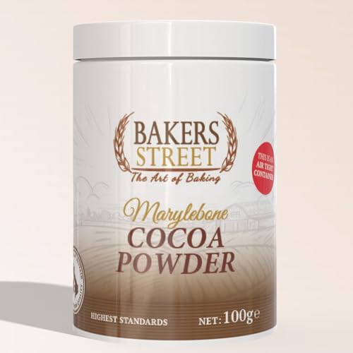 Bakers Street Alkalized Dutch Cocoa Powder 100g Tub – Rich Chocolate Flavour Cacao Powder, Vegan & Halal, Dark Brown Cacao for Baking and Beverages