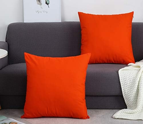 TangDepot Handmade Decorative Solid 100% Cotton Canvas Throw Pillow Covers/Cushion Covers, 45 Colors Available - (20" x20" , Deep Orange, 2 Count (Pack of 1))