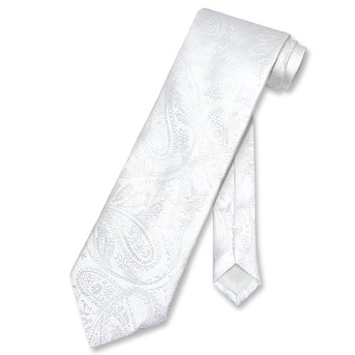 Vesuvio Napoli NeckTie WHITE Color Paisley Design Men's Neck Tie