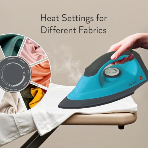 Image of BALTRA Shine 1000W Dry Iron | Press Iron for Clothes, Shock Proof Body 360 Swivel Cord, Non-Stick Soleplate, Adjustable Temperature Control, Lightweight & Durable Iron for Effortless Clothes Pressing