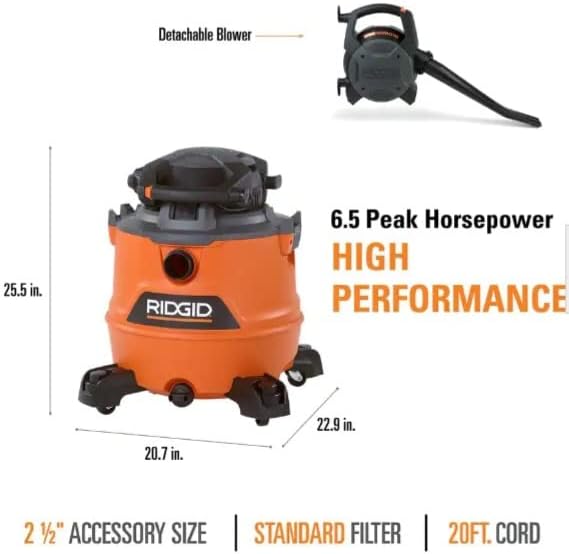 Pacroban 16 Gal. 6.5-Peak HP NXT Wet/Dry Shop Vacuum with Detachable Blower, Filter, Hose and Accessories