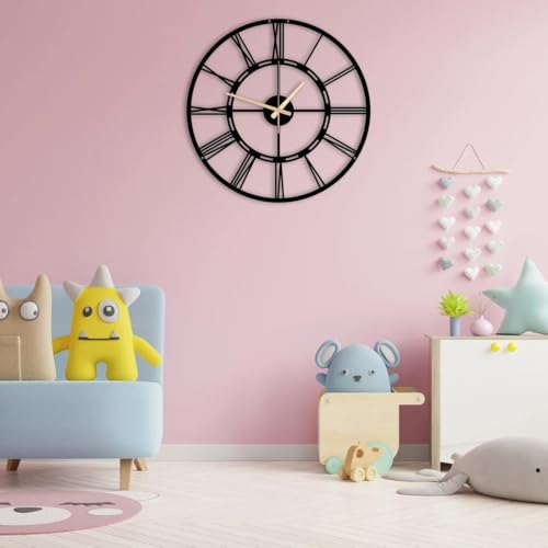Image of Stylish Metal Wall Clock for Living Room, Bedroom, Office, Kitchen, Home and Hall | Antique Fancy Big Size Modern Wall Watch for Home Decor (DA-17, 40 CM)