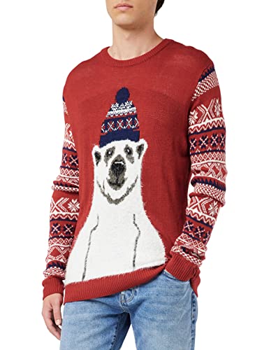 NIZZIN Monet, Pull de Noël Unisexe, Rouge (Red 19-1557), Medium