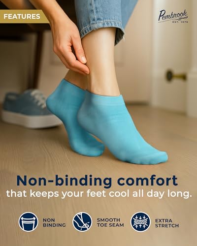 Image of Pembrook Bamboo Viscose Ankle Diabetic Socks for Women and Men - 6 Pairs | Moisture-Wicking, Super Soft, Non Binding