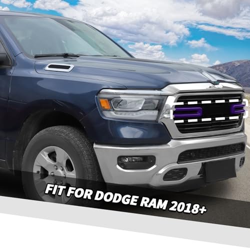 Image of Jimen Compatible with Dodge Ram 2018-2025, 2PCS Front Grille Cover Exterior Trim Accessories (Purple)