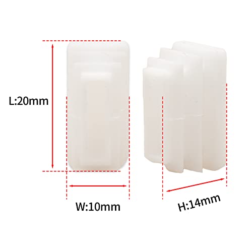Image of Flyshop 8 PCS Tube Chair Glide Rectangle Tubing End Cap White Plastic Plug Pipe Inserts 10 x 20 mm, 3 /8 inch x 13 /16 inch
