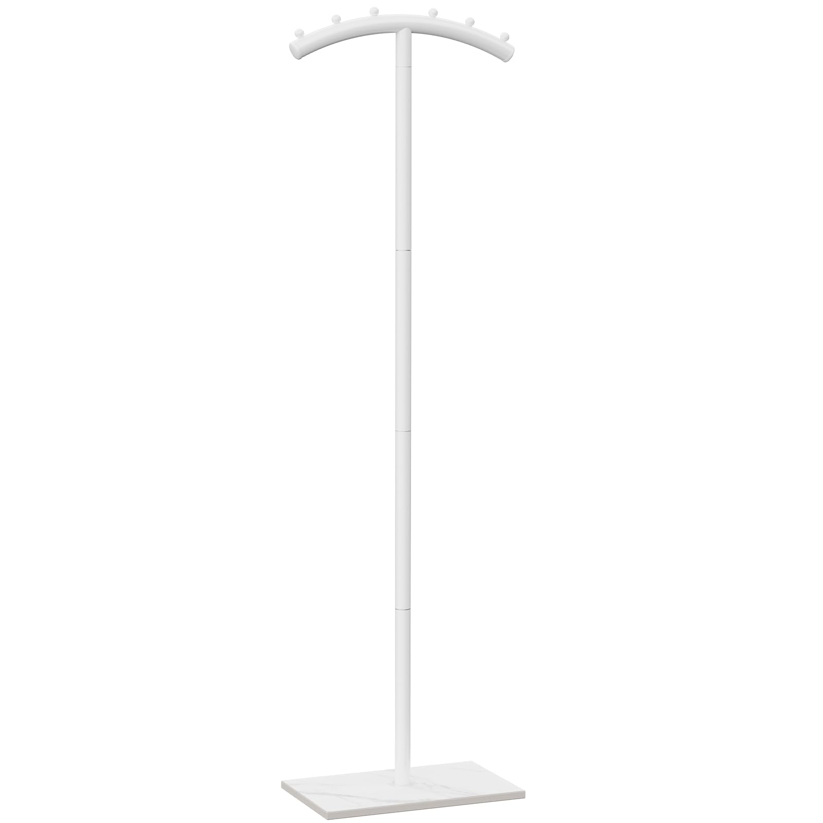 T-förmige Metall Kleiderbügel, Garderobenständer mit Rock Slab Base, Modern Gekrümmte Freistehend Kleiderständer, für Kleidung, Taschen and Schuh, 175 cm, Weiß