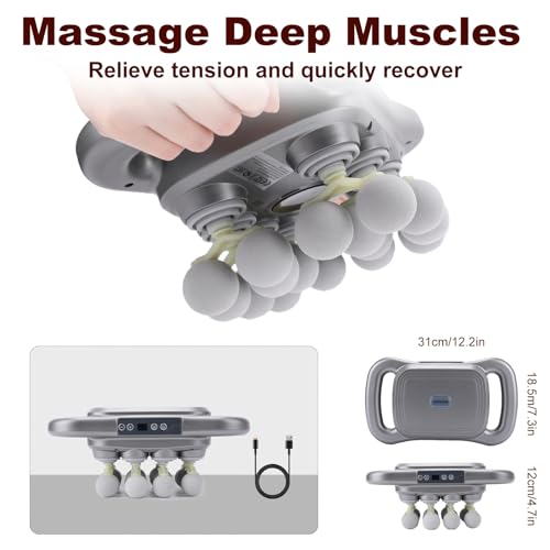 Image of 16-Head Massage Gun for Muscle Massage, Featuring 9 Modes & 9 Speed Settings for Neck, Shoulders, Buttocks, and Legs (Dark Grey)
