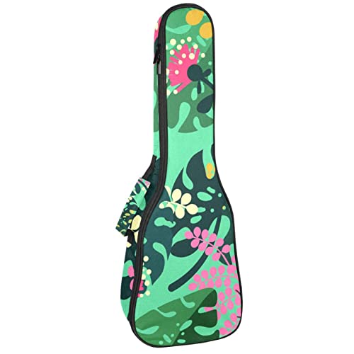 Housse ukulélé ténor et soprano imperméable avec rembourrage de protection motif tropical