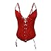 Women Fashion Lace Up Front Floral Lace Garter Teddy Bodysuit Costumes Red Lace Sexy Lingerie lingerie (Red, L)