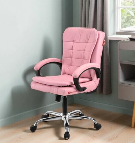 Image of GOYALSON Mesh Back Revolving Chair for Office Home Swivel Desk Chair with Comfortable Seating & Wheels (1, Pink, Standard)