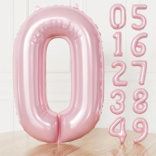 Adeyoo Pink Number 0 Balloons, 40 Inch Foil Number Balloon Giant 0 Balloon