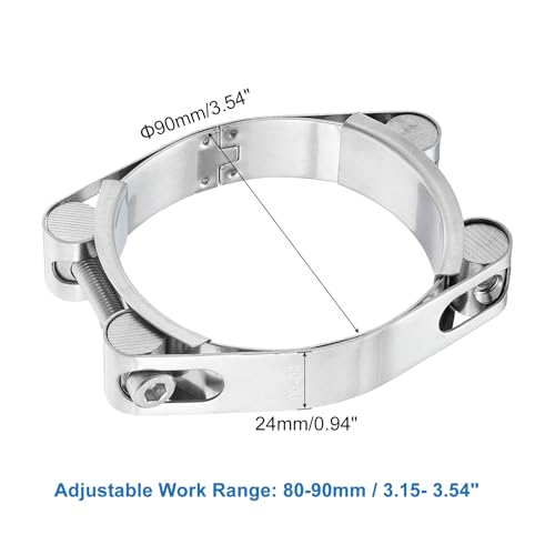 Abrazadera manguera T-Bolt uxcell de acero inoxidable 304 premium para mangueras de 3.54" 3