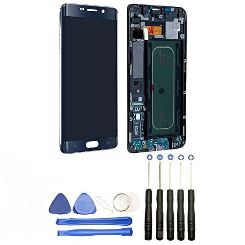 JUANIO Pantalla Completa en Marco Compatible con Samsung Galaxy S6 Edge Plus SM-G928 Negro+ Herramientas