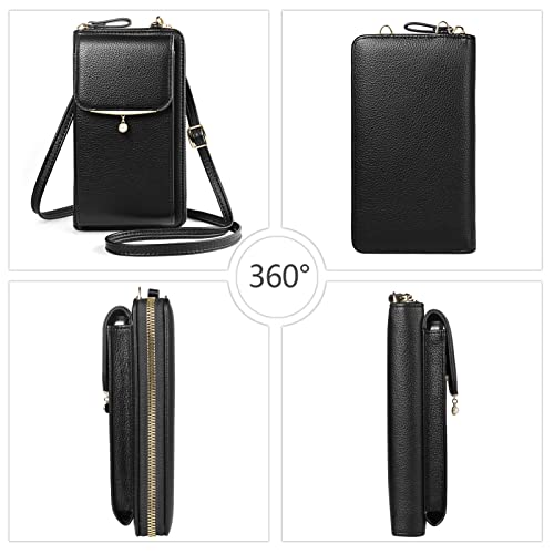 Cell Phone Purse Crossbody Bag with Card Slots for Women Compatible for iPhone 17 Pro Max/Galaxy S26 Ultra Note 20 S26+ S25 FE A17 A36 A56 / OnePlus 15 13 / Pixel 10 Pro (Black) — view 3