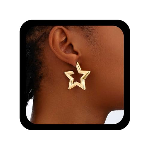 Allereya Boho Oro Estrella Pendientes Abiertos Estrella Celestial Pendientes Estrellas Aro Pendiente Minimalista Celestial Pendiente Geométrico Stud Joyería Para Las Mujeres