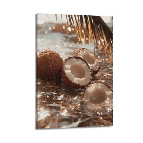 Poster coco de mer suspendu en toile artistique durable