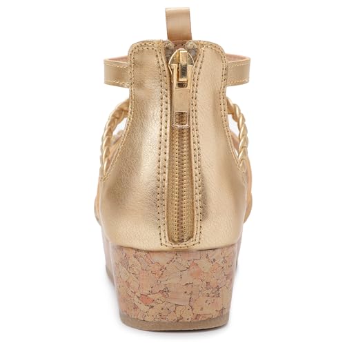 shoeslocker Girls Sandals Flatform Wedge Open Toe Summer Shoes Little Big Kid Flower Girl Heels Dress Shoes 5