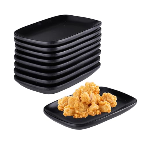 imposyu 8pezzi Piatto Rettangolare Nero Piatti da Portata Rettangolari 15,5x9x1,8cm Vassoi Piccolo per Sushi, Dessert Torte, ecc