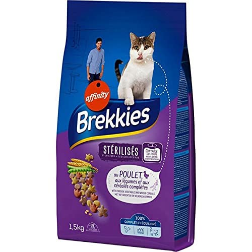 Brekkies Stérilisés Chats Croquettes au Poulet Légumes et Céréales Complètes 1,5Kg (lot