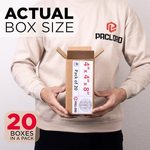 Image of Tall Cardboard Boxes 4 inchL x 4 inchW x 8 inchH (Pack of 20) - USA-Made Packing Boxes for Moving, Shipping, or Storage - USPS, UPS, FedEx Approved - Professional Packing Supplies for Moving