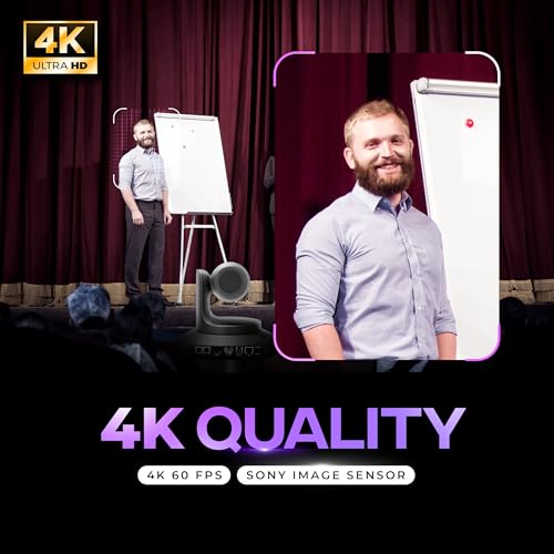 Image of AIWaft 4K PTZ Camera Pro Lens 12X Optical Zoom, 70.28 Wide-Angle, IMX415 1 /2.8 inch CMOS Sensor, Ultra HD 4K@30fps, Multiple connectivity Support, Live Streaming & Online Teaching, Meetings