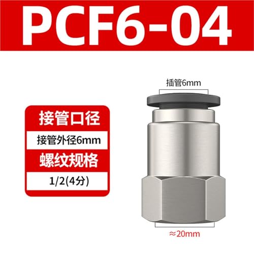 Conector rápido neumático PCF6-04 evita fugas de aire en mangueras de seis mm 3
