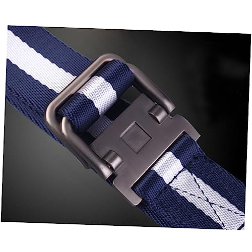 Mipcase Heavy Duty Waist Belt with Adjustable Metal Buckle Durable Nylon Web Belt for Outdoor Comfortable Fit Blue and White2