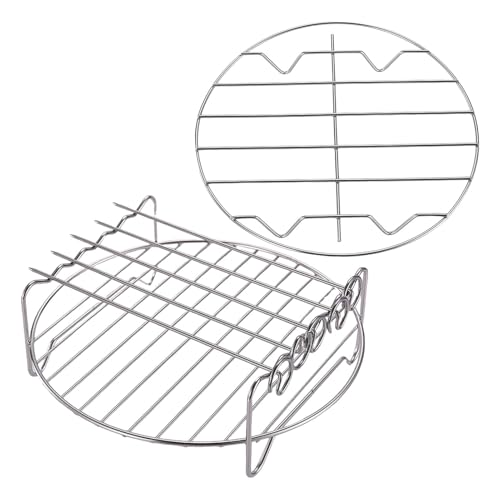 Air Fryer Double Layer Rack, Multi-Purpose Air Fryer Cooking Steaming Cooling Rack, Durable Stainless Steel Air Fryer Rack, Dish