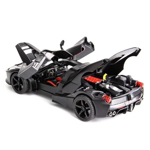 Image of FEXXA 1:24 Scale LaFerrari Die-Cast Metal Car with Sport car Openable Doors Light and Sound,Pull Back Function Indoor Outdoor Toy for Kids (Black)