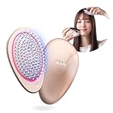 EMS ブラシミニ新登場 wavewave ems ヘアブラシ 携帯用 イオンケア 赤色LED サラサラ髪 クッションブラシ くし 誕生日 女性 妻 彼女 母 プレゼント (ピンクゴールド)