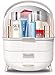 MASSY Egg Shape(Oval) Makeup Storage Box, Countertop Portable Vanity Cosmetics Organizer Preppy Style (White)