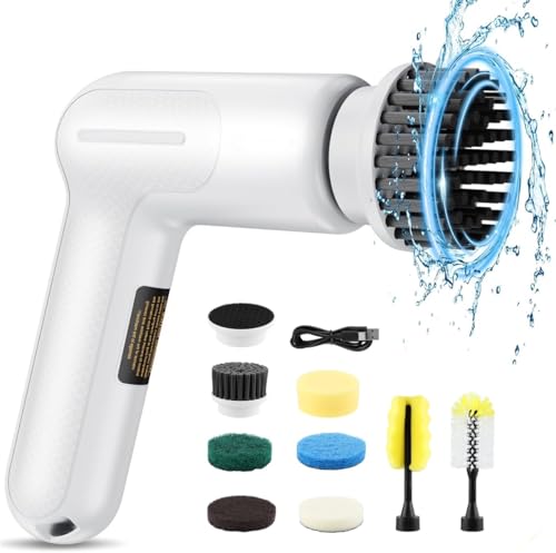 Cepillo Electrico Limpieza Hogar, Viafexna Cepillo Limpieza Hogar con 7 Cabezas de Cepillo Reemplazables, 2 Velocidad, Cepillo Limpieza Electrico para Baño, Ducha, Pisos de Baldosas y Coches