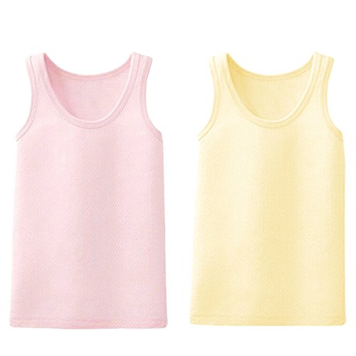 JiAmy Canottiera in 100% Cotone Pacco da 2 Bambino Canotta Intima Maglia T-Shirt Senza Maniche 18-24 Mesi