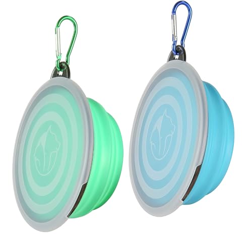 Gamelle Pliable pour Chien 350ml (Bleu Clair & Vert Clair)