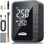 Oasser Gonfleur de pneus Portable Air Compresseur 6X Plus vite 150PSI Sans fil Air Pompe pour pneus de voiture Pompe à pneus électriques pour moto de voiture boule, LCD Mesure de pression, LED Lumière, USB Port, Sac de rangement Numérique double valeurs,6000mAh,150PSI,Type C US