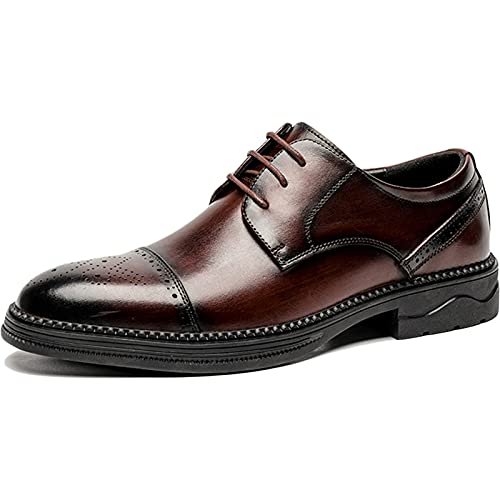WKNBEU Herren Anzugschuhe Formelle Oxford-Schuhe Klassische Derby-Schuhe mit Schnürung Red- US8.5-9/UK7.5-8/EU41 Cover
